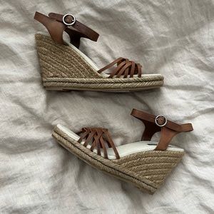 American Eagle Outfitters Leather Espadrilles wedges sandals NIB